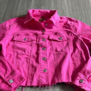 Judy Blue Hot Pink Cropped Jean Jacket